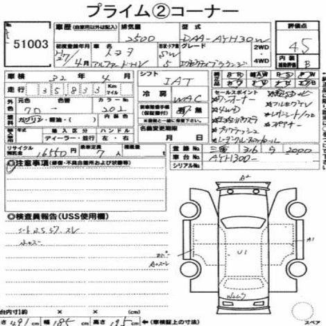 2015 TOYOTA ALPHARD EXE LOUNGE Auction report sans code